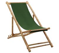 YunCangg Tumbona de bambú y lona verde, ajustable, plegable, resistente a la intemperie, para jardín, balcón, terraza, camping, con marco de madera resistente y cómodo respaldo para horas de relax