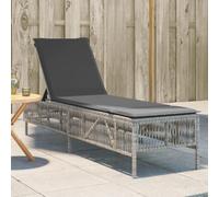 YunCangg Tumbona de jardín con cojín gris claro de poliratán, ajustable, plegable, resistente a la intemperie, para balcón, terraza, piscina, exterior con respaldo ergonómico y acolchado