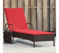 YunCangg Tumbona de jardín con ruedas y cojines marrón de poliratán ajustable ergonómica resistente a la intemperie para balcón, terraza, piscina, exterior