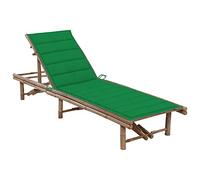 YunCangg Tumbona de jardín de bambú con cojín, respaldo ajustable, verde, 200 x 65 cm, plegable, resistente a la intemperie, para balcón, terraza, piscina, camping al aire libre, ergonómica y cómoda