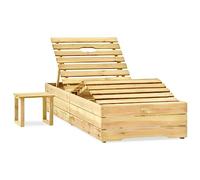 YunCangg Tumbona de jardín de madera de pino impregnada verde con respaldo ajustable y reposapiés, incluye práctica mesa, resistente a la intemperie para terraza, balcón