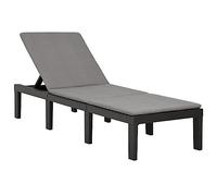 YunCangg Tumbona de jardín de plástico con cojín antracita, ajustable, ergonómica, plegable, para balcón, terraza, piscina, exterior, camping, tumbona de relax con acolchado y respaldo