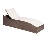 YunCangg Tumbona de jardín de polirratán marrón con cojín acolchado, plegable y ajustable, resistente a la intemperie, ergonómica para balcón, terraza, piscina, incluye cojín lavable
