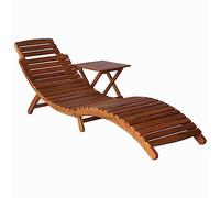 YunCangg Tumbona de madera maciza de acacia marrón, con mesa auxiliar, plegable, ajustable, ergonómica, resistente a la intemperie, para jardín, terraza, balcón, exterior, relajación, tumbona de relax