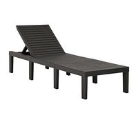 YunCangg Tumbona de plástico antracita ajustable con 5 posiciones de respaldo, resistente a la intemperie y ligera, 195 x 65 x 32 cm, ideal para jardín, balcón, terraza, piscina para relajarse