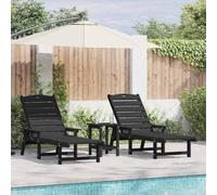 YunCangg Tumbona de polietileno de color negro, 2 unidades, 195,5 x 53 x 98,5 cm, resistente a la intemperie, ajustable con respaldo multiposición, ideal para jardín, terraza, balcón, relajarse y