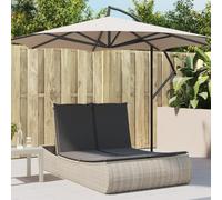YunCangg Tumbona doble con cojín gris claro de poliratán, respaldo ajustable, resistente a la intemperie, para balcón, terraza, piscina, tumbona de relax ergonómica con acolchado para relajarse al