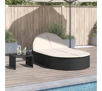 YunCangg Tumbona doble de ratán sintético con cojín negro ajustable y resistente a la intemperie para jardín, terraza, balcón, piscina, relajarse y ergonómicamente cómoda