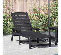 YunCangg Tumbona negra HDPE 195,5 x 53 x 98,5 cm, respaldo ajustable resistente a la intemperie, para jardín, balcón, terraza, con detalles de acero inoxidable y estilo minimalista moderno