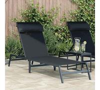 YunCangg Tumbona negra y antracita de acero 197 x 54 x 86 cm ajustable con cojín para jardín, terraza, piscina, exterior, respaldo ergonómico, resistente a la intemperie y plegable para relajarse