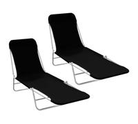YunCangg Tumbona plegable de acero y tela negra, ajustable, resistente a la intemperie, con respaldo para jardín, terraza, balcón, exterior, camping, piscina para relajarse y relajarse