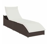 YunCangg Tumbona plegable marrón de ratán sintético con cojín, respaldo ajustable, plegable con espacio de almacenamiento, resistente a la intemperie, para jardín, terraza, balcón, piscina y