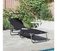 YunCangg Tumbona plegable negra de Oxford 190 x 57 x 81 cm con respaldo ajustable para jardín, terraza, balcón y piscina, plegable, ergonómica, resistente a la intemperie, ideal para relajarse en