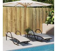 YunCangg Tumbonas de 2 unidades, con cojines marrón de poliratán, respaldo ajustable, resistente a la intemperie, ergonómico, plegable, ideal para jardín, balcón, terraza, piscina y relajación al aire