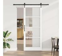 YunCangg White Sliding Door 93 x 232 cm Solid Pino Wood and Glass, panel interior de puerta para sala de estar, dormitorio, cocina, hallway renovation, quiet space saving design