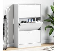 YunCangg Zapatero blanco de madera 63 x 24 x 103 cm con 3 compartimentos basculantes, ahorra espacio y es estrecho, ideal para pasillo, entrada, vestíbulo, almacenamiento de zapatos cerrado y orden