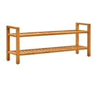YunCangg Zapatero de madera maciza de roble 100 x 27 x 40 cm con 2 niveles, ahorra espacio y es estable, ideal para pasillo, pasillo, entrada para almacenamiento de zapatos y orden