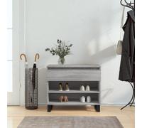 YunCangg Zapatero Sonoma gris 70 x 36 x 60 cm de madera con patas de metal, zapatero con cajón y compartimentos abiertos para pasillo, entrada, color gris