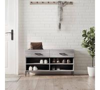 YunCangg Zapatero Sonoma gris de madera con patas de hierro, 102 x 35 x 55 cm, zapatero, zapatero, almacenamiento para pasillo