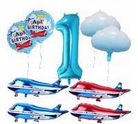 Yunchu Online 1. avión cumpleaños decoración grande azul rojo avión globo avión avión cumpleaños globo avión avión nube globos de papel de aluminio