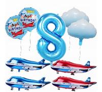 Yunchu Online 8. avión decoración de cumpleaños grande azul rojo avión globo avión avión cumpleaños globo avión avión nube globos de papel de aluminio