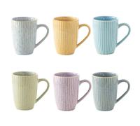 Yundu - Juego de 6 tazas de café de 16 onzas, tazas de café grandes, taza de cerámica con asa, tazas de enemigo Latte, té, capuchino, varios colores