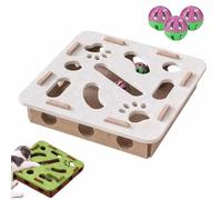 YUNFAN Cat Scratch Puzzle Enrichment Box,Interactive Cat Puzzle Toy,Felt Maze Game Box for Indoor,Mental Stimulation Boxs with 3 Balls,Kitten Scratching Training Enrichment Exercise Hunting Play(B)