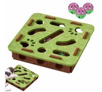 YUNFAN Cat Scratch Puzzle Enrichment Box,Interactive Cat Puzzle Toy,Felt Maze Game Box for Indoor,Mental Stimulation Boxs with 3 Balls,Kitten Scratching Training Enrichment Exercise Hunting Play(A)