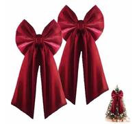 YUNFAN Christmas Tree Bows Large,Burgundy Velvet Bows,36” x 18“ Extra Large Red Velvet Bow Tree Topper,Burgundy Ribbon Gift Bow - Xmas Decor for Indoor Outdoor Home Wreaths Mantle Front Wedding(B)