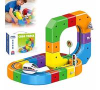 YUNFAN Clickrail Electric Train Set,Track Fusion Toy,Magic Cube Track Building Toys with Gravity-Defying Motorized Train,DIY 3D Embedded Flexible Race,Educational for Boys & Girls Ages 3-8(51)