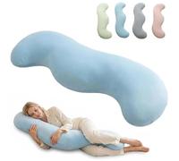 YUNFAN Pea Pod Body Pillow for Adults,Full Body Support Pillow Side Sleepers,Ergonomic Memory Foam Pillows,Ice Silk Cooling Removable Cover,for Sleeping & Lumbar Support,Bedroom Sofa Bed(Blue,M)