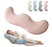 YUNFAN Pea Pod Body Pillow for Adults,Full Body Support Pillow Side Sleepers,Ergonomic Memory Foam Pillows,Ice Silk Cooling Removable Cover,for Sleeping & Lumbar Support,Bedroom Sofa Bed(Pink,L)