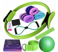 YUNFAN Pilates Equipment Sets for Home,Better Me Pilates Essentials Kit for Women,Pilate Equipment Essentials Kit for Women,Home Equipments Pilate Ring,Yoga Ball 25cm,Booty Bands,Resistance Band