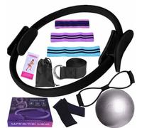 YUNFAN Pilates Equipment Sets for Home,Better Me Pilates Essentials Kit for Women,Pilate Equipment Essentials Kit for Women,Home Equipments Pilate Ring,Yoga Ball 25cm,Booty Bands,Resistance Band