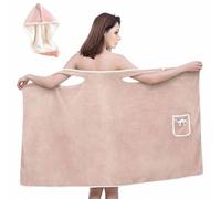 YUNFAN Plus Size Women's Wearable Shower Skirt,Soft Quick-Drying Bathtub Shower Dress,Adjustable Coral Fleece Bath Wrap Dress,with Snaps and Pocket,Highly Absorbent,for Home SPA Sauna Beach(Caqui,S)