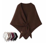 YUNFAN Shawl Wraps for Women,Drape Pashmina Shawls Capes,Comfortable Shoulder Sweater Tops,Elegant Knitted Open Front Shawl Cardigans with Loop Closure for Spring Fall Winter,Party Daily(Brown)