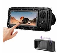 YUNFAN Shower Waterproof Phone Holder,360° Phone Holder with Speaker,Rotation Shower Case for Bathroom Mirror Bathtub,Waterproof/Fog-Resistant with Any Phones,Touch-Friendly,Punch-Free Design(B)