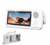 YUNFAN Shower Waterproof Phone Holder,360° Phone Holder with Speaker,Rotation Shower Case for Bathroom Mirror Bathtub,Waterproof/Fog-Resistant with Any Phones,Touch-Friendly,Punch-Free Design(A)