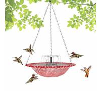 YUNFAN Solar Cascade Hanging Bird Bath Fountain,Outdoor Hanging Birdbath with Solar Fountain,Decorative Bird Bath for Garden Yard Patio,with Pump,Attracts Hummingbirds & Wild Birds(Pink)