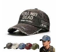 YUNFAN Still Not Dead Cap Hard to Kill Hat,Funny Embroidered Still Not Dead Caps,Vintage Distressed Baseball Cap with 3D Print Effect,Adjustable Embroidered Dad Hat for Men & Women(Black)