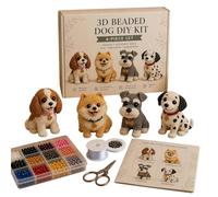 YUNFAN Tiny 3D Beaded Animal DIY Kit,Cute Bird & Animal Beading Craft Set, Handmade Creative Jewelry Art Craft Kit with Colorful Bead and Instructions,4 Cute Desig,for Adults,Beginners (Dog A)