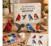 YUNFAN Tiny 3D Beaded Animal DIY Kit,Cute Bird & Animal Beading Craft Set, Handmade Creative Jewelry Art Craft Kit with Colorful Bead and Instructions,4 Cute Desig,for Adults,Beginners (Bird)