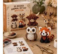YUNFAN Tiny 3D Beaded Animal DIY Kit,Cute Bird & Animal Beading Craft Set, Handmade Creative Jewelry Art Craft Kit with Colorful Bead and Instructions,4 Cute Desig,for Adults,Beginners (Animals)
