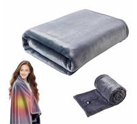 YUNFAN USB Electric Heated Shawl Blanket,Heating Wearable Throw Shawl for Winter Warm,Portable Cordless Warming Electrics Throw,Cozy Soft Flannel Blankets for Home,Office,Car(Gris,150 * 80cm)