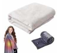 YUNFAN USB Electric Heated Shawl Blanket,Heating Wearable Throw Shawl for Winter Warm,Portable Cordless Warming Electrics Throw,Cozy Soft Flannel Blankets for Home,Office,Car(Blanco,150 * 80cm)