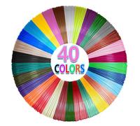Yungden 40 Colores Filamento para Bolígrafo 3D 1,75mm PLA Lapiz 3D Cada Color 3 Metros Total 120 Metros Recargas Boli 3D Utilizado con MYNT3D SCRIB3D Saywe yummici Acdolf Pluma de Impresión 3D