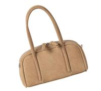 YUNGLOO Bolso de hombro de ante moderno para mujer, elegante bolso cruzado con correa desmontable y múltiples bolsillos de gamuza para bolos, albaricoque, One Size