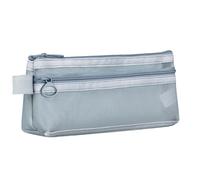 YUNGLOO Estuche para lápices de alta capacidad con 2 compartimentos, bolsa transparente para lápices, organizador de viaje, bolsa de cosméticos para adultos, bolsas de malla portátiles, gris, C, Mass