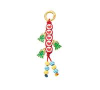 YUNGLOO Llavero intercambiable colorido con cuentas y corazón, práctica cuerda para decoración de bolsos, colgante de corazón de moda, decoración de llavero, Rojo rana