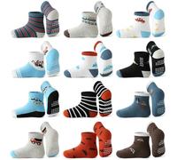 Yunguui 12 pares de calcetines antideslizantes de algodón para niña niño 1-5 años calcetines niños y adolescentes, 12 Pack 9, 1- 3 Años